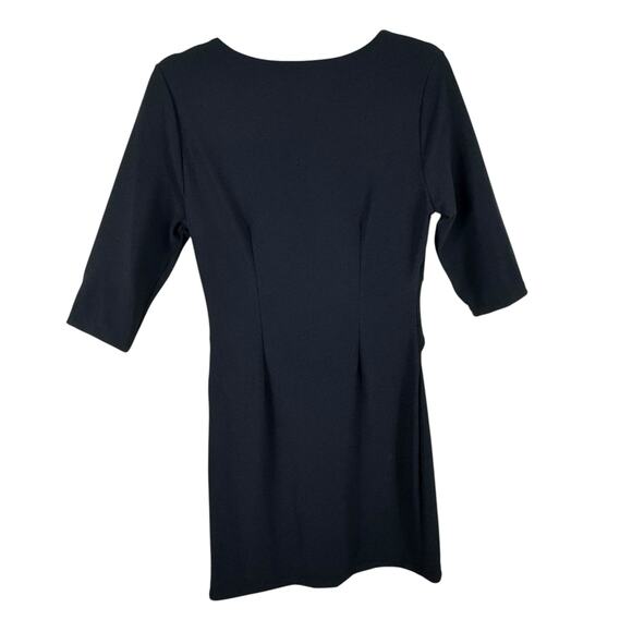 Boston Proper Black Nylon 3/4 Sleeve Jersey Knit V-Neck Sheath Dress Size 10 - Picture 2 of 7